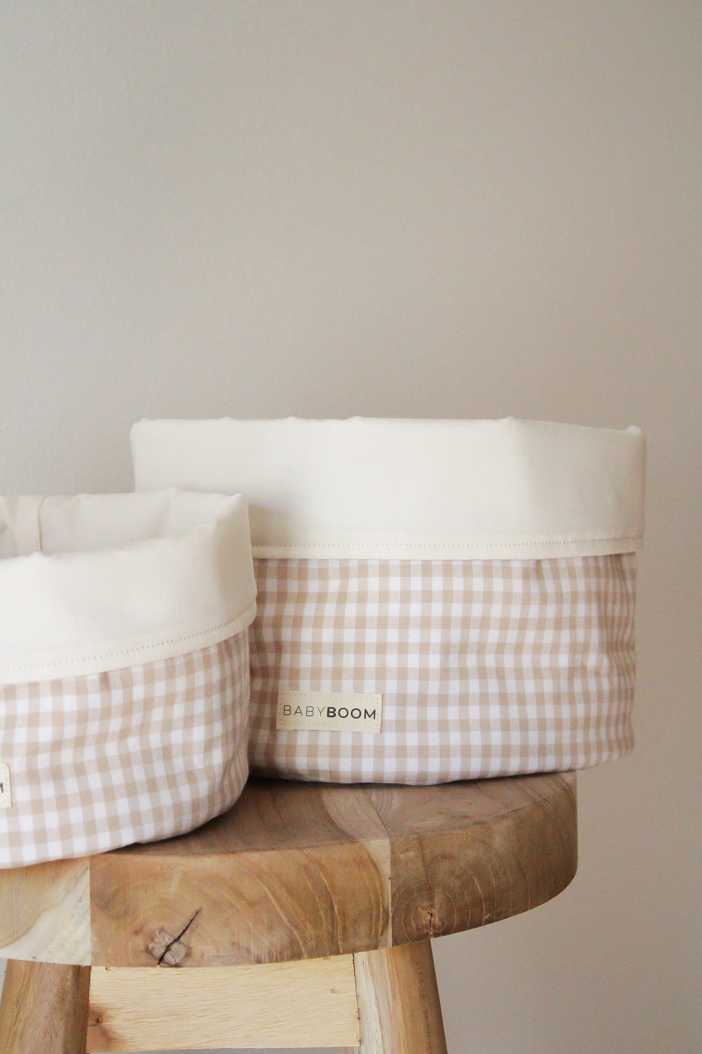 Cestino portaoggetti per fasciatoio - Vichy Beige