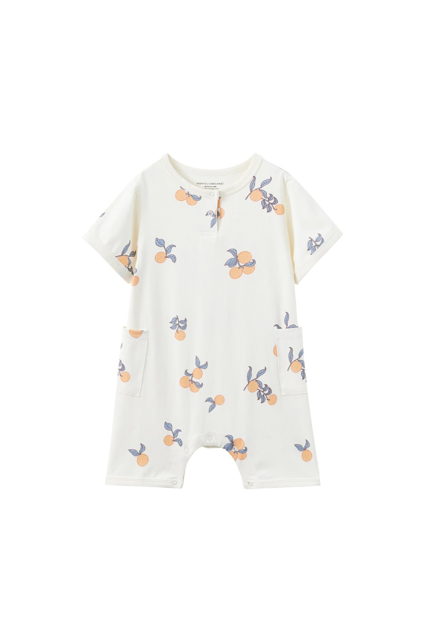 Tutina corta con tasche in cotone organico - Clementine