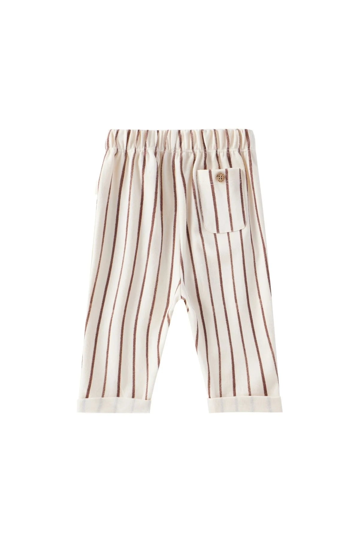 Pantalone in cotone organico - Righe Marroni