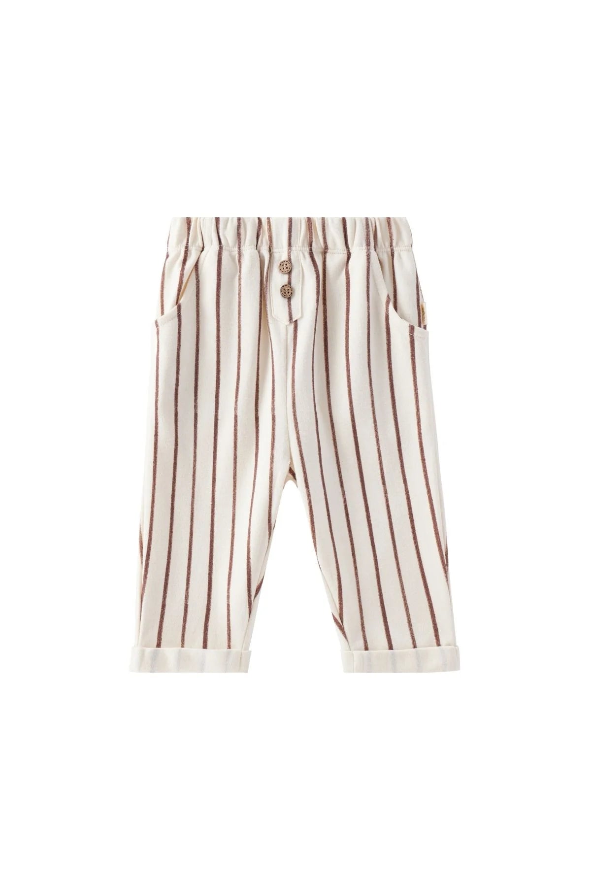 Pantalone in cotone organico - Righe Marroni