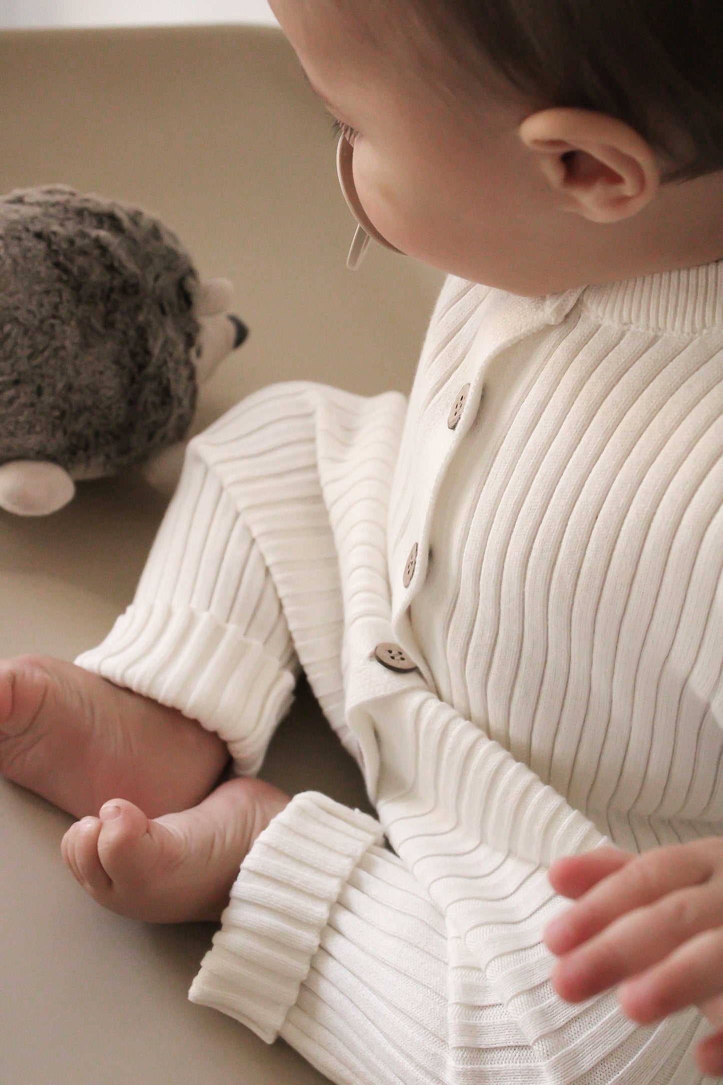 Tutina in maglia a costine - Bianco Latte