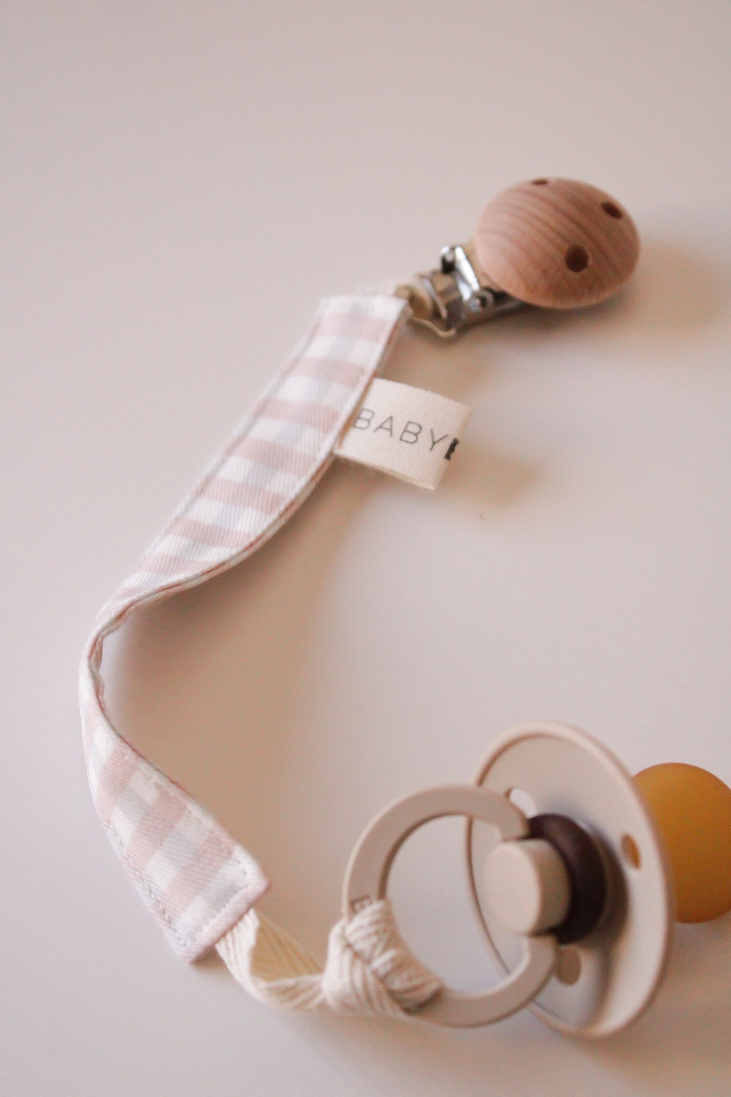 Clip Porta ciuccio - Vichy combinato celeste e rosa