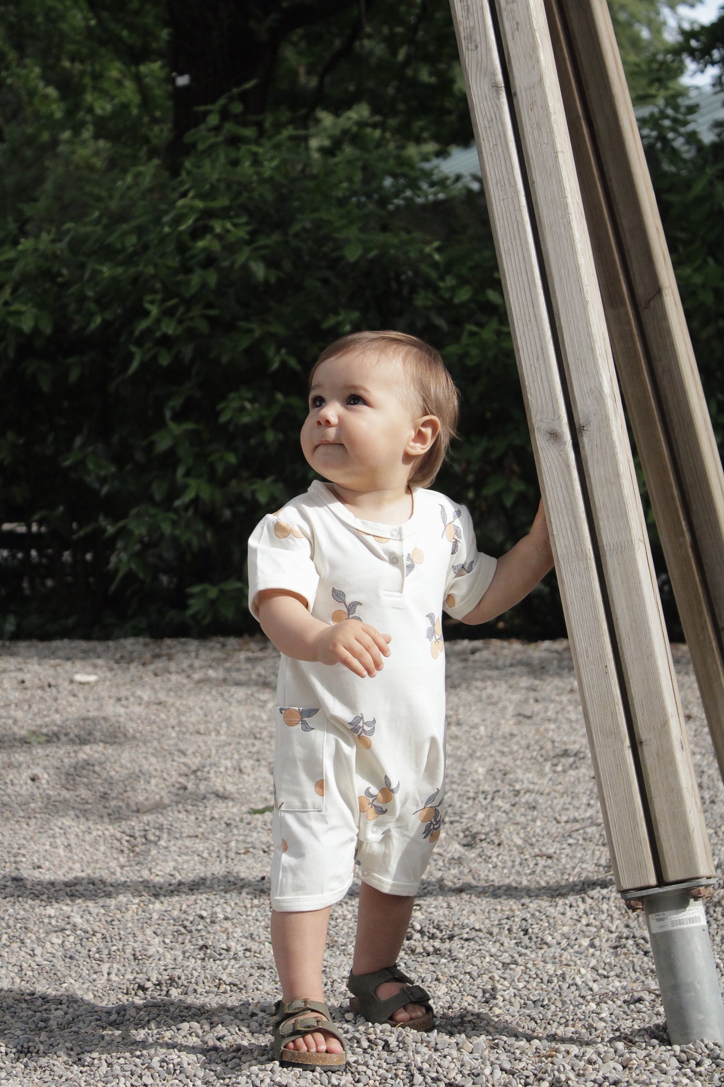 Tutina corta con tasche in cotone organico | Clementine
