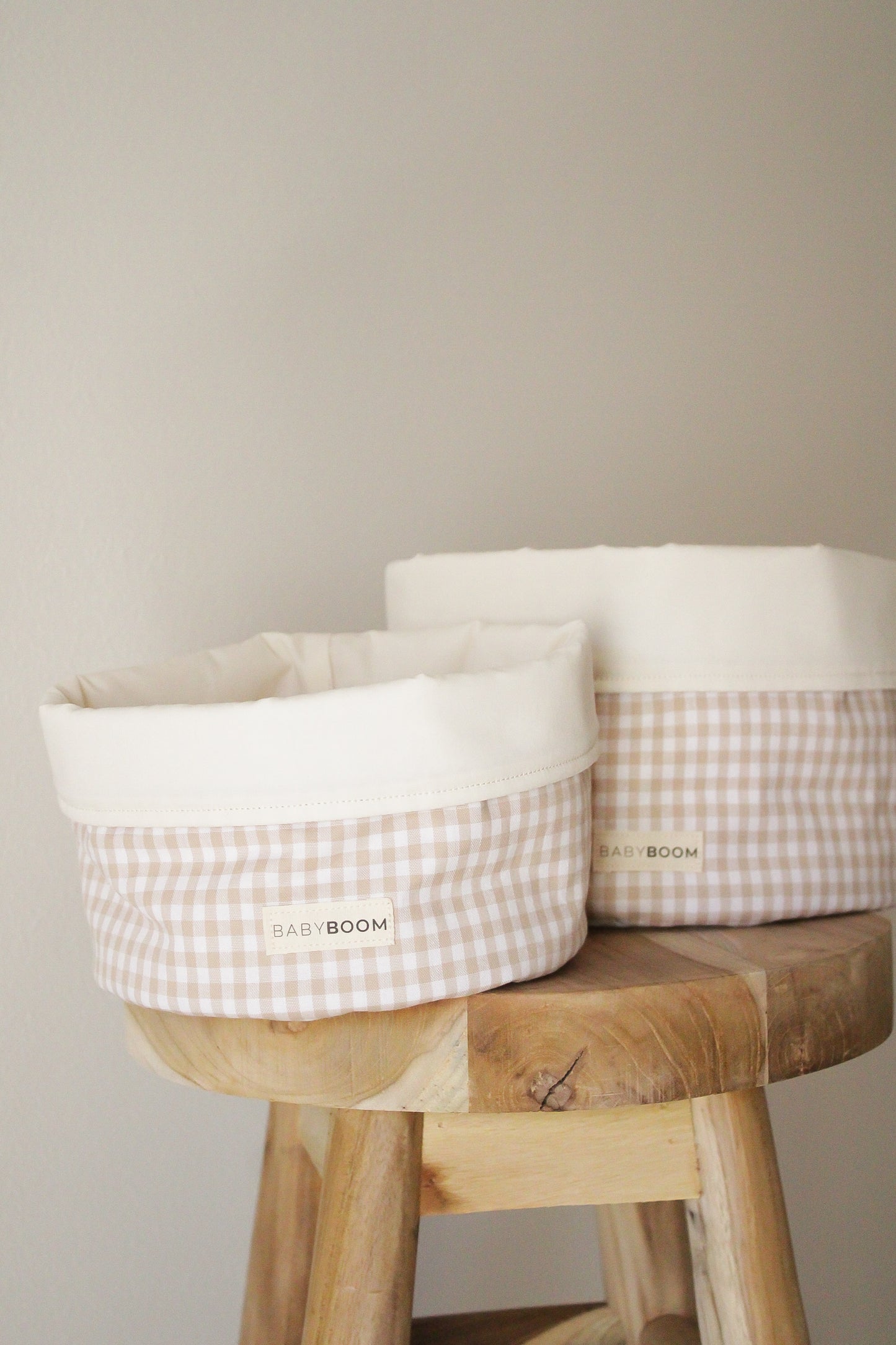 Cestino portaoggetti per fasciatoio - Vichy Beige