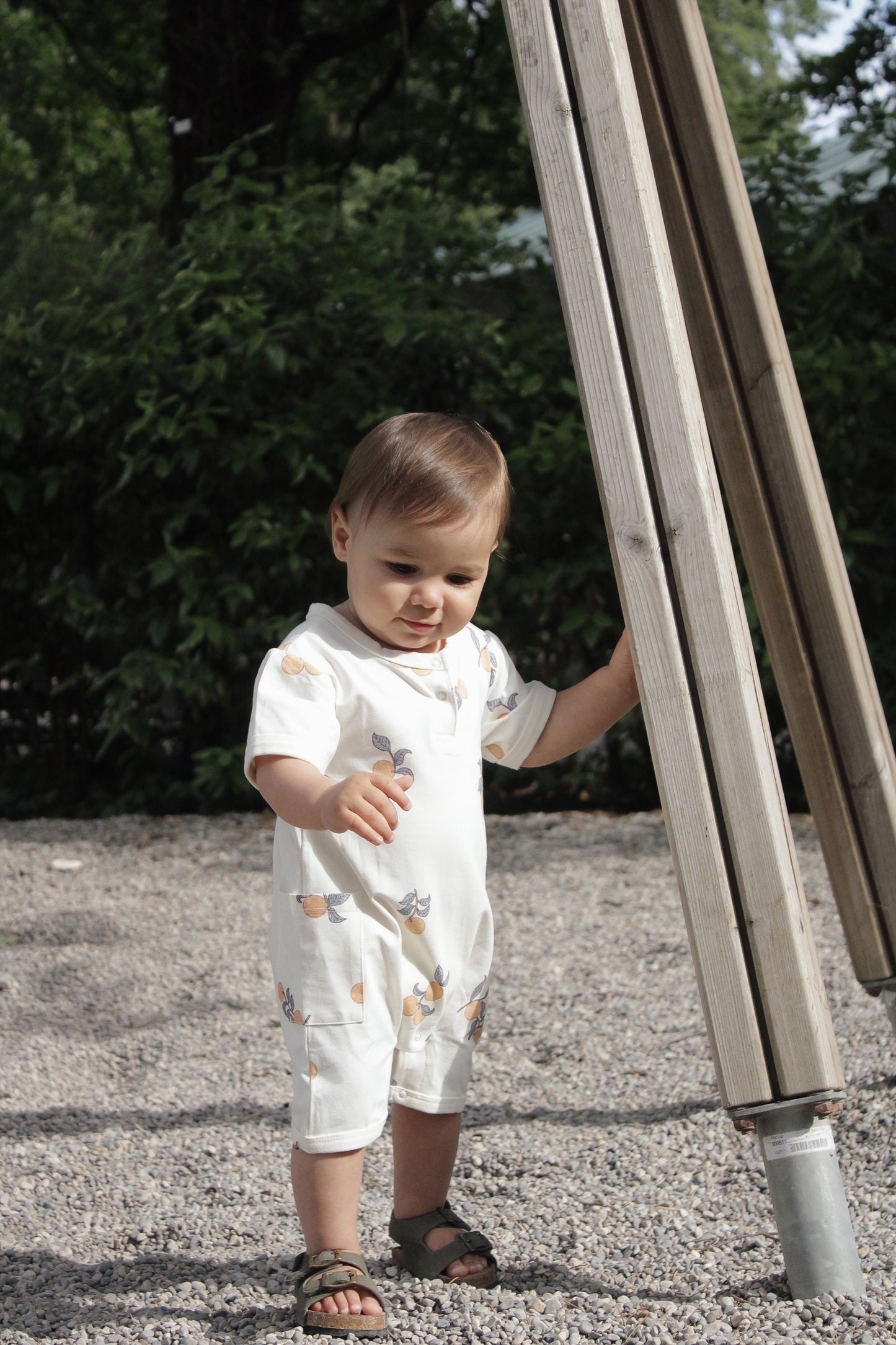 Tutina corta con tasche in cotone organico | Clementine