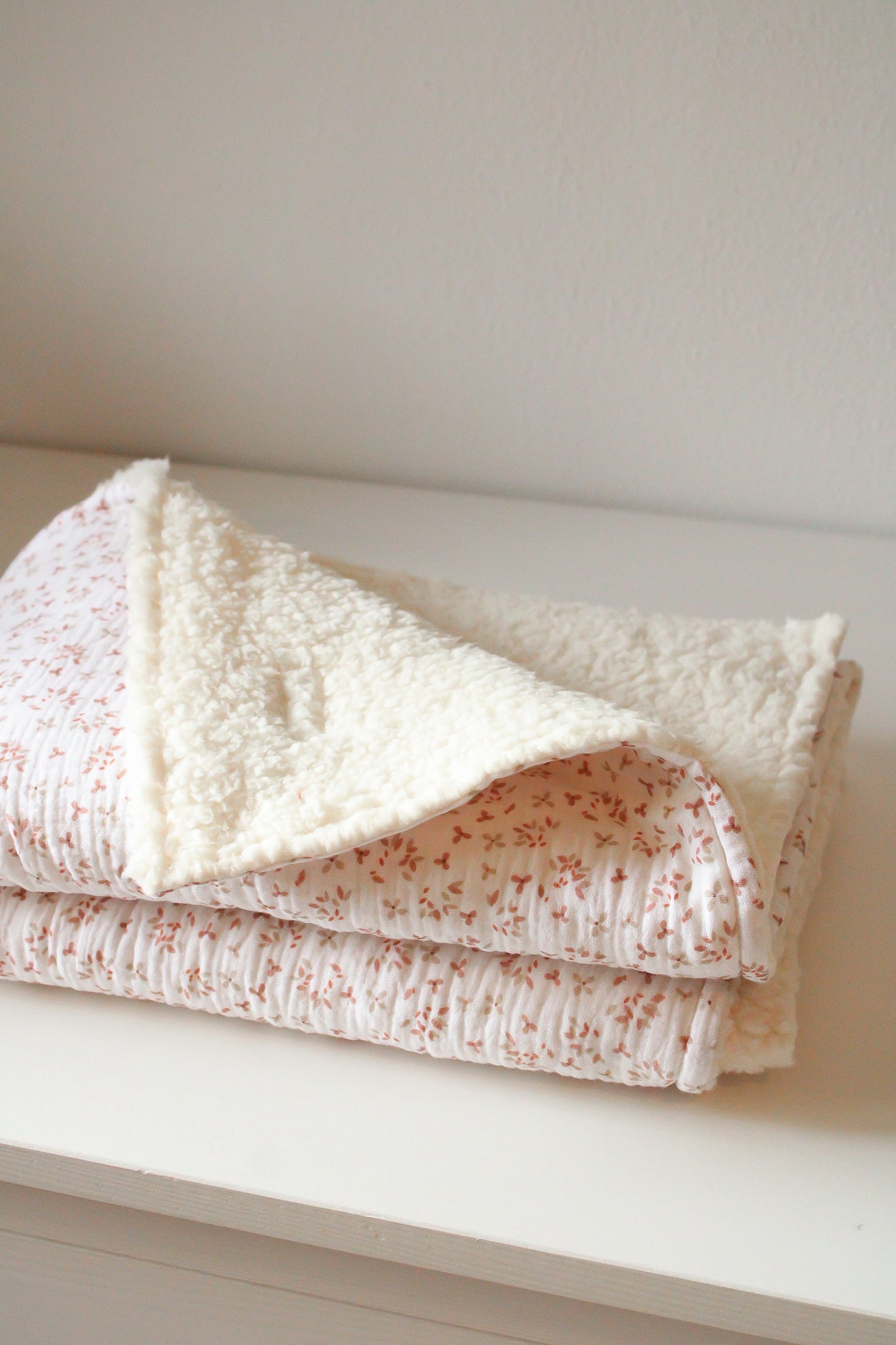 Coperta mussola e sherpa - Orange Blossom