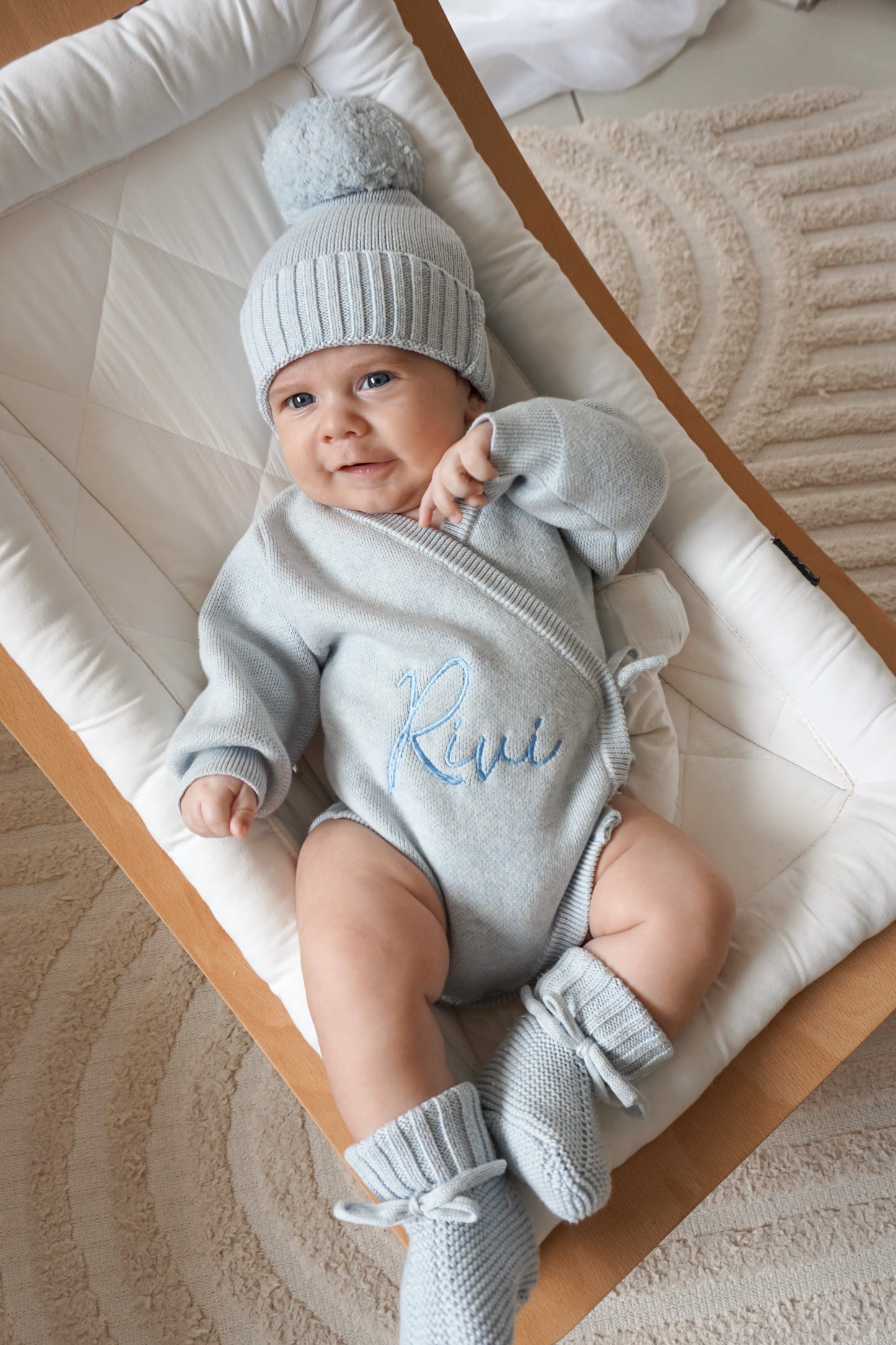 Cappellino Pompon in maglia | Sky Blue