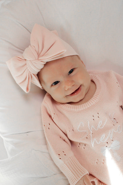 Fascia fiocco in maglia | Rosa