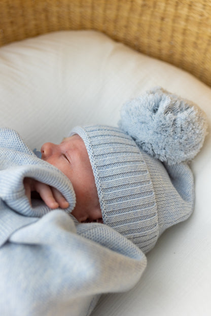 Cappellino Pompon in maglia | Sky Blue