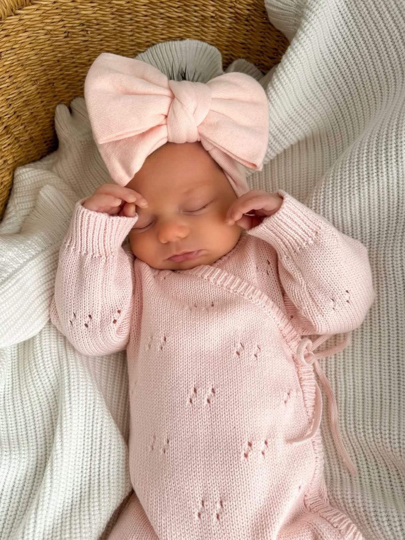 Fascia fiocco in maglia | Rosa