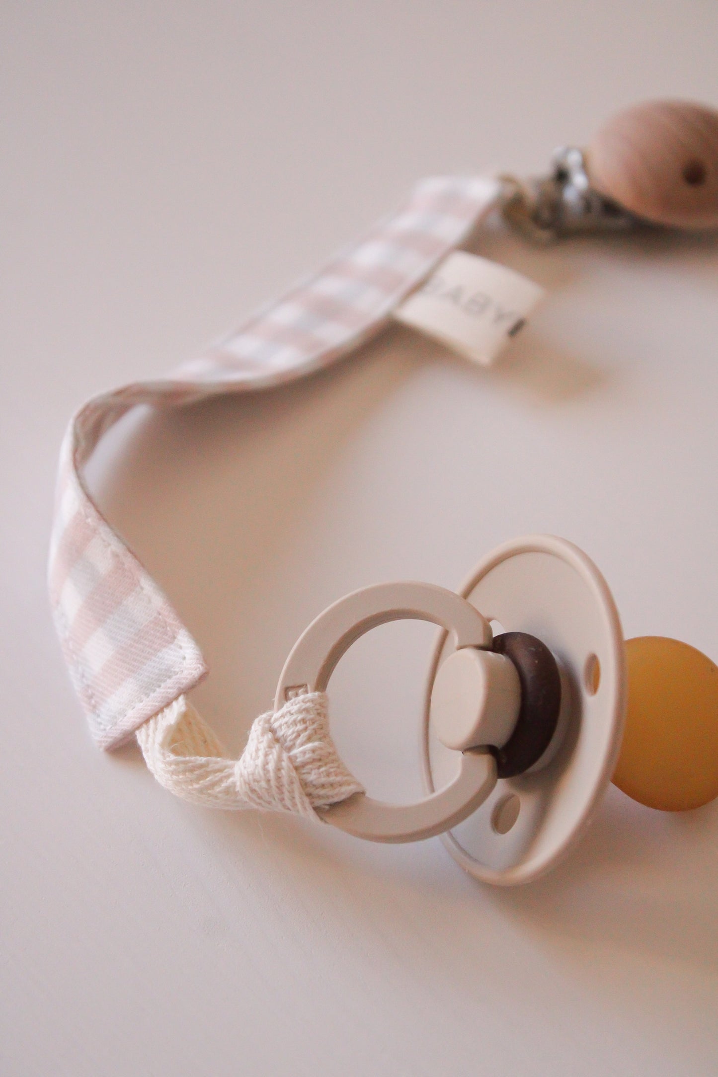 Clip Porta ciuccio - Vichy combinato celeste e rosa
