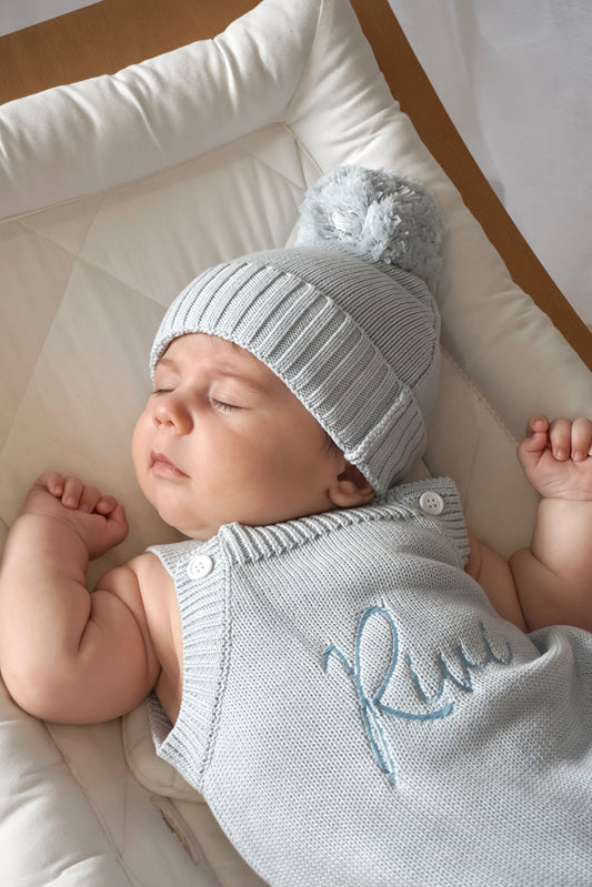 Cappellino Pompon in maglia | Sky Blue