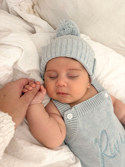 Cappellino Pompon in maglia | Sky Blue