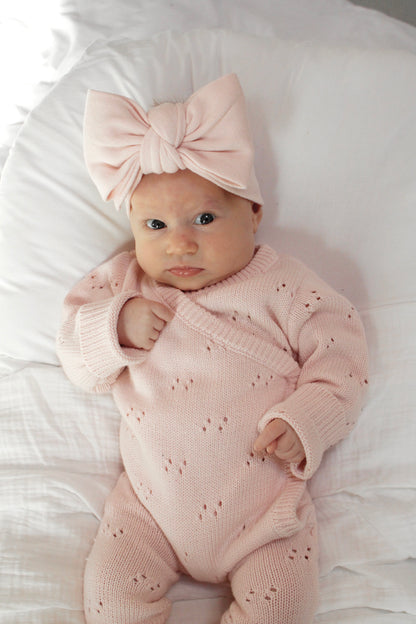 Fascia fiocco in maglia | Rosa