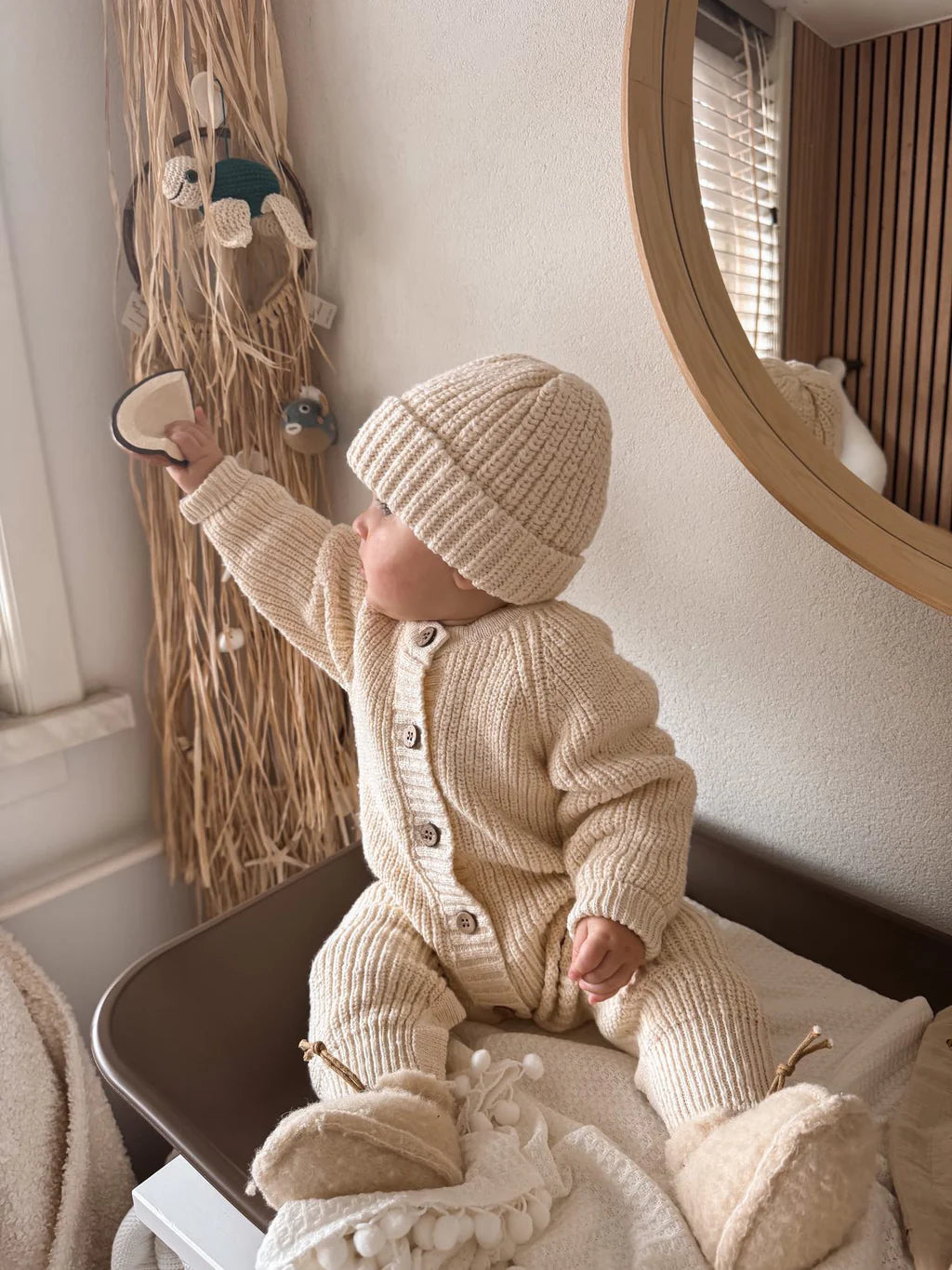 Tutina in cotone testurizzato | Beige