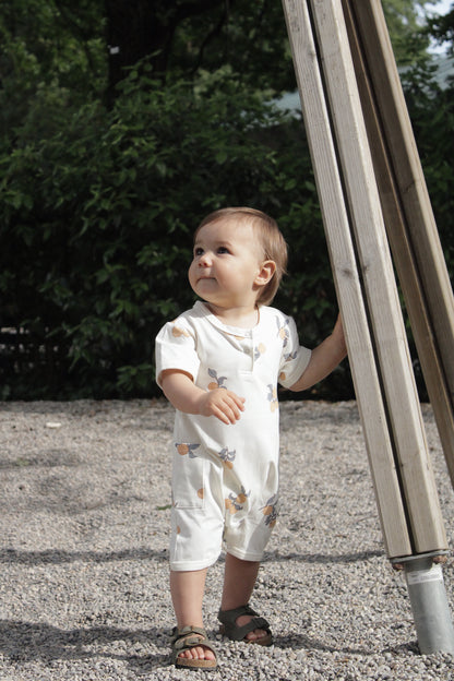 Tutina corta con tasche in cotone organico | Clementine