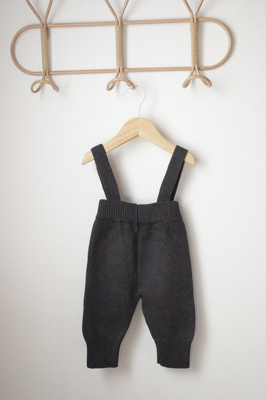 Pantalone in maglia con bretelle - Dark Grey
