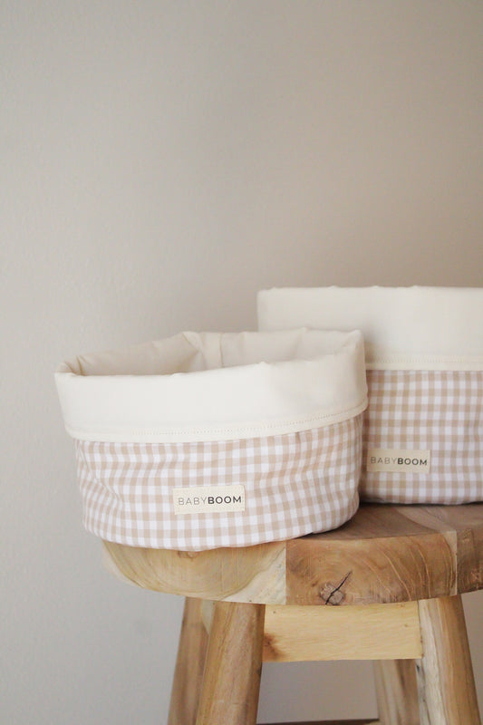 Cestino portaoggetti per fasciatoio - Vichy Beige