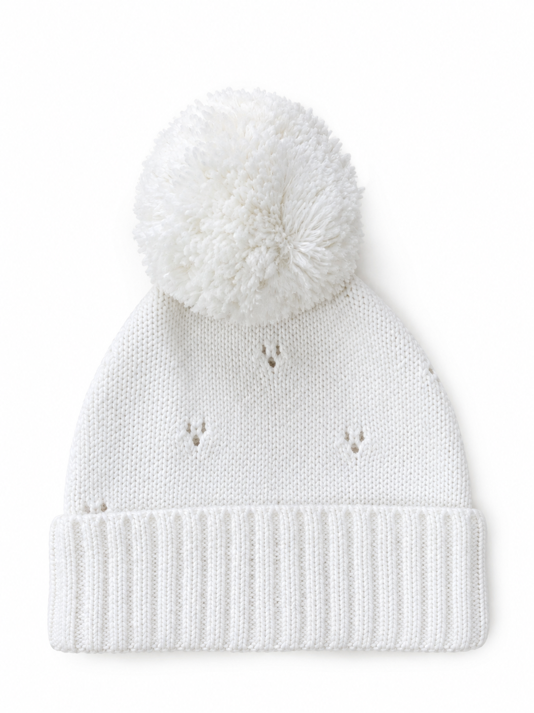 Cappellino Pompon in maglia traforata | Latte