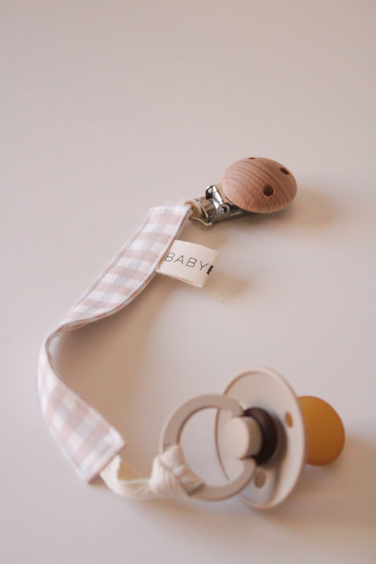 Clip Porta ciuccio - Vichy combinato celeste e rosa