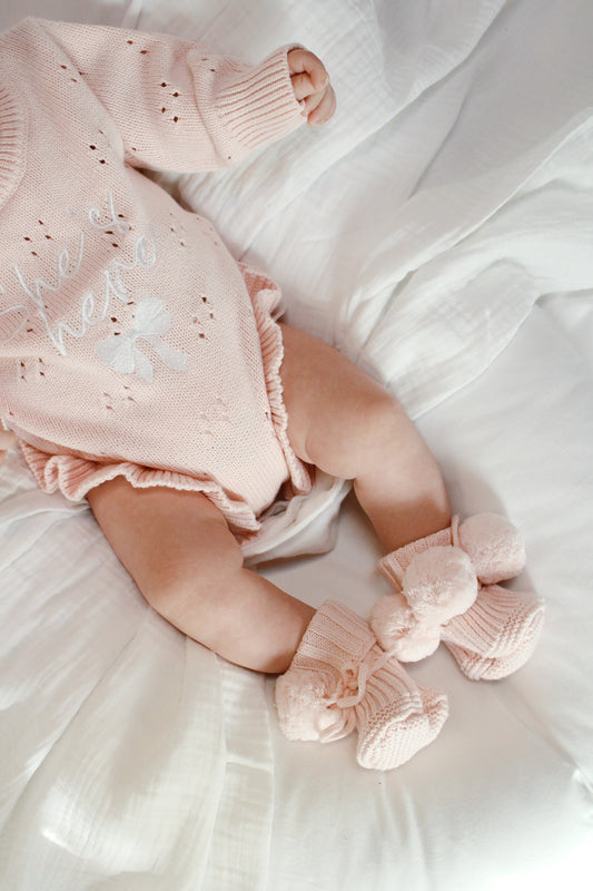 Scarpine in maglia Pompon | Rosa