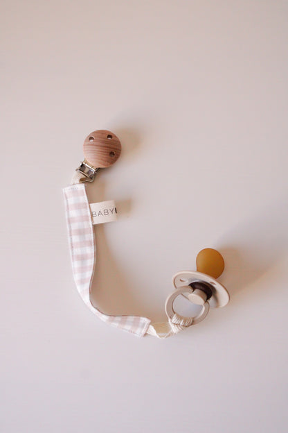 Clip Porta ciuccio - Vichy combinato celeste e rosa