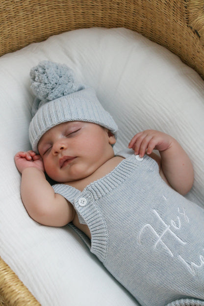 Pagliaccetto in maglia He’s Here | Sky Blue