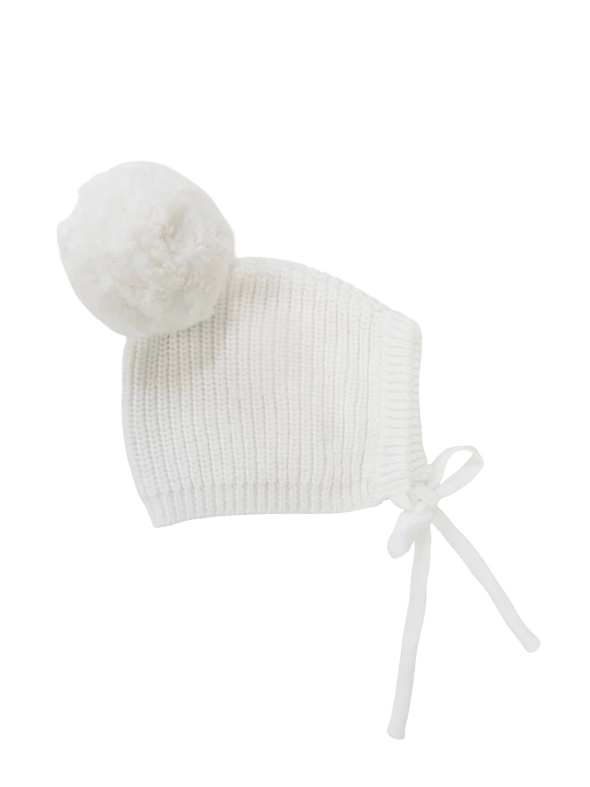 Cuffia in maglia a costine con pompon | Latte