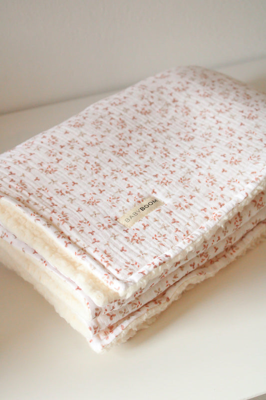 Coperta mussola e sherpa - Orange Blossom
