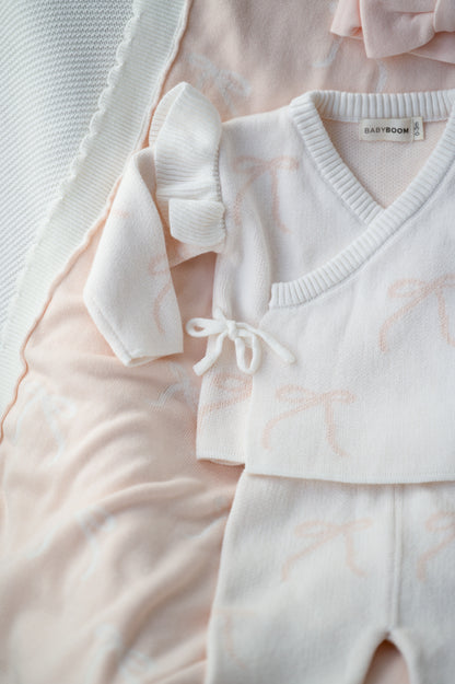 Completo in maglia a fiocchi con volant | Rosa