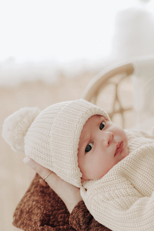 Cappellino Pompon 70% bambù 30% cotone