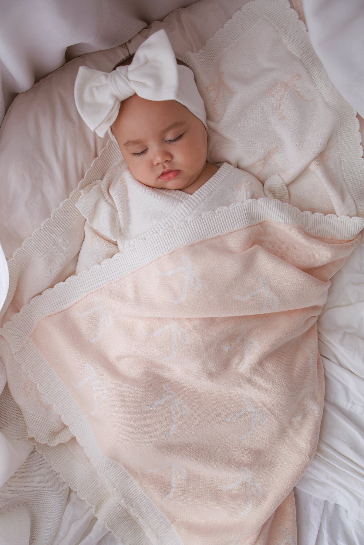 Coperta in maglia a fiocchi | Rosa